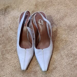 DJP Elegant Pastel Purple Suede Slingback Heels